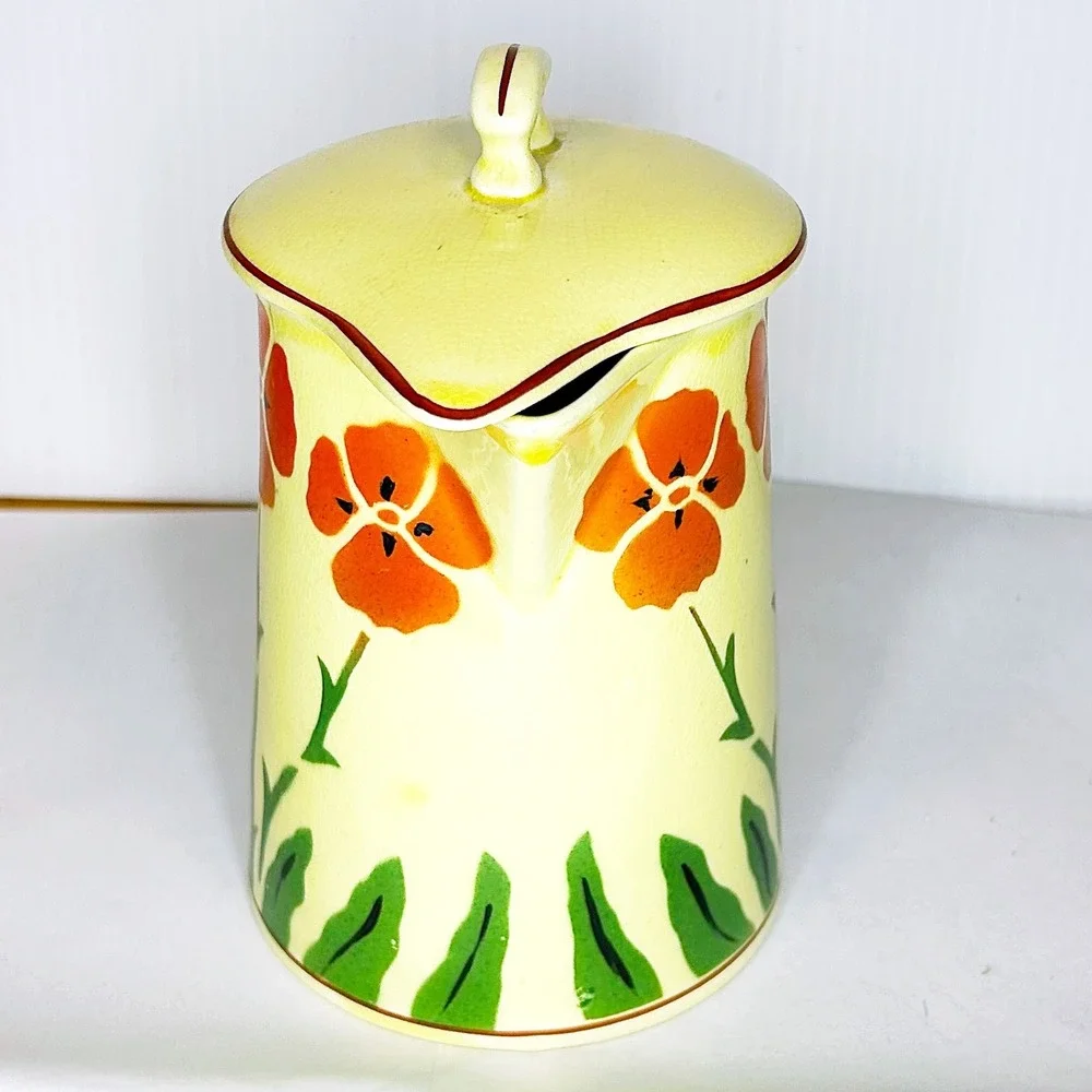 Vintage I L Duce Poppy Flower Lidded Pitcher 6.25